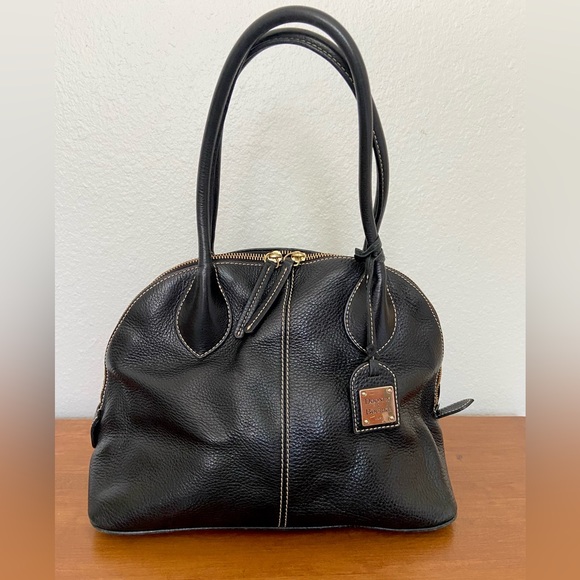 Dooney & Bourke Handbags - Dooney & Bourke Black Pebble Leather Dome Bag Shoulder Satchel